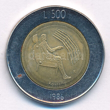 San Marino 1986. 500L 'A technológia forradalma - Ember számítógéppel' T:2 San Marino 1986. 500 Lire 'Revolution of Technology - Man with Computer' C:XF Krause KM#195