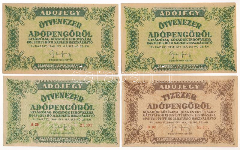 1946. 10.000AP sorszámmal + 50.000AP (3db/2xklf) sorszámos és sorszám nélküli T:III