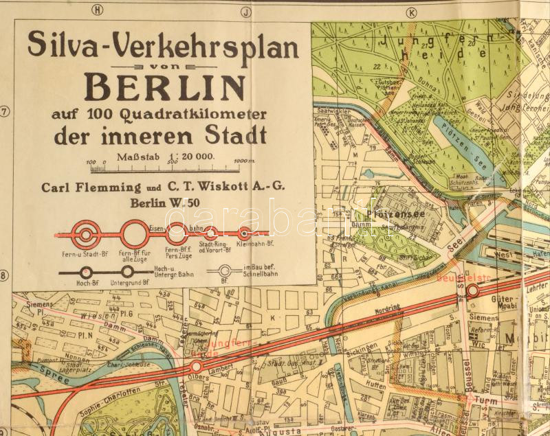 cca 1930 Silva-Verkehrsplan von Berlin,1:20.000, szakadt, hajtott, javított, 47x70 cm - Image 2
