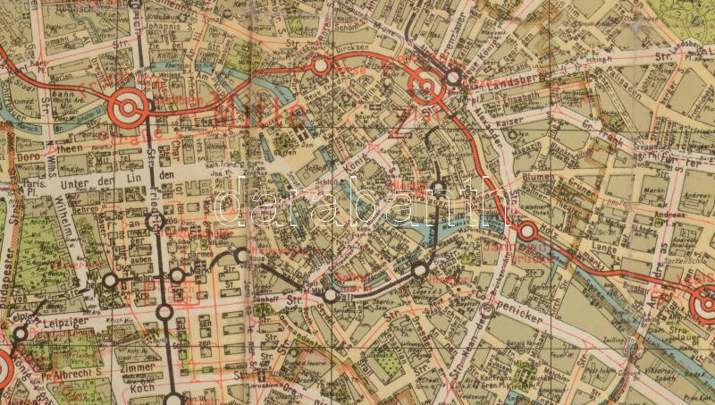 cca 1930 Silva-Verkehrsplan von Berlin,1:20.000, szakadt, hajtott, javított, 47x70 cm - Image 3