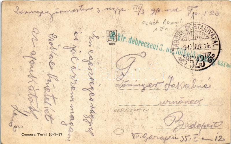 1917 Cervignano, Dono della bandiera e giuramento di Giovani Esploratori / oath of the young Italian scouts + 'M. kir. debreczeni népfölkelő gyalog ezred' - Image 2