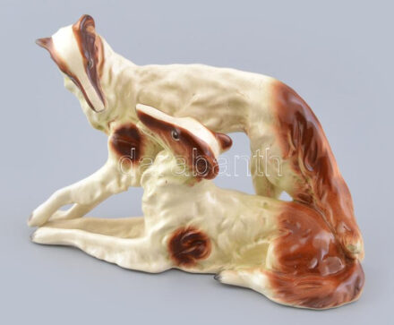 Sitzendorf porcelán agár pár. Kézzel festett, jelzett, mázrepedésekkel, 26x11x18 cm
