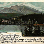 1902 Tátra, Magas-Tátra, Vysoké Tatry; Csorba-tó, Fürdőház. Feitzinger Ede 1902/12. Auto-Chrom / Der Csorbaer-See, Badehaus / Strbské pleso / spa, lake, bath (EK)