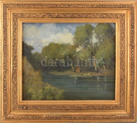 Jelzés nélkül: Tájkép. Olaj, vászon. dekoratív keretben. 34x45 cm