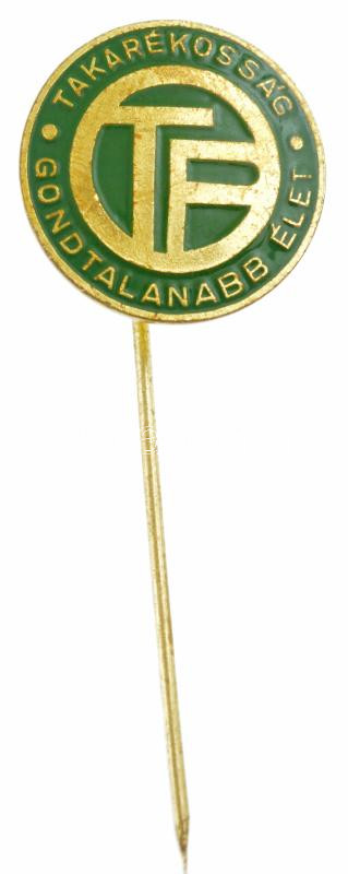 ~1980-1990. 'OTP - Takarékosság - Gondtalanabb élet' zománcozott fém kitűző (46mm) T:2