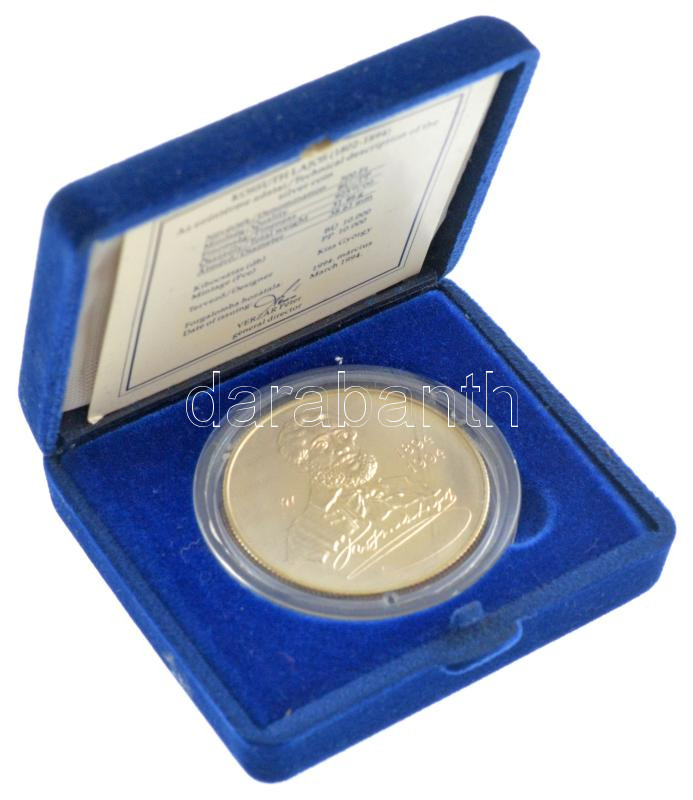 1994. 500Ft Ag 'Kossuth Lajos' tanúsítvánnyal, eredeti 'Magyar Nemzeti Bank' díszdobozban T:BU Adamo EM133 - Image 3