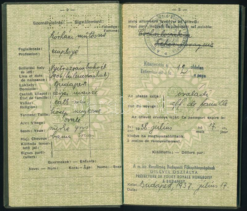 1941 Magyar Királyság által kiállított fényképes útlevél / Hungarian passport - Image 3