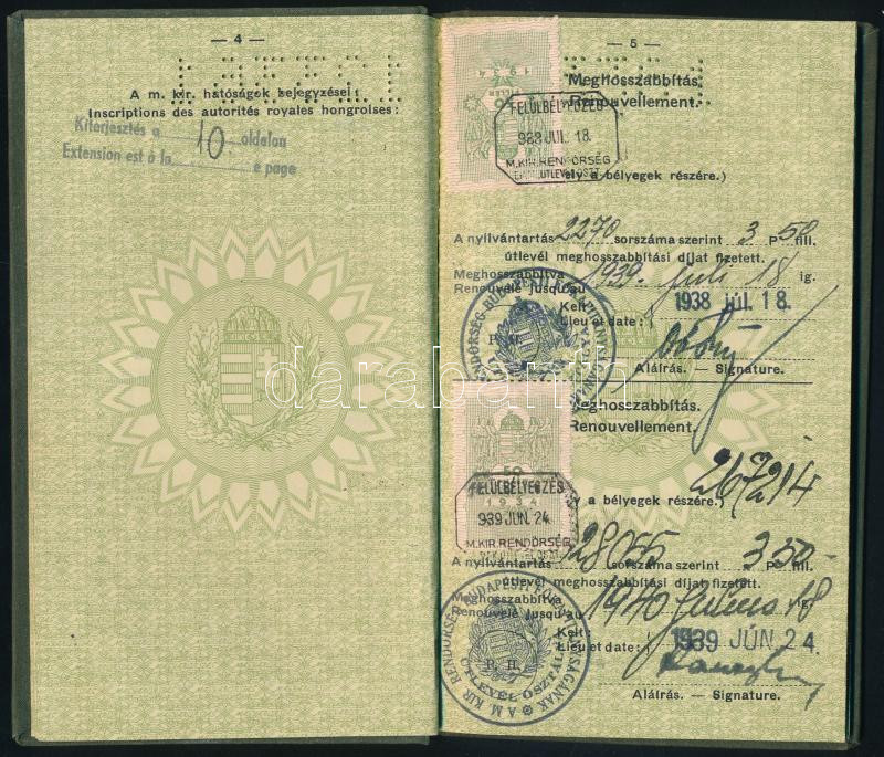 1941 Magyar Királyság által kiállított fényképes útlevél / Hungarian passport - Image 4