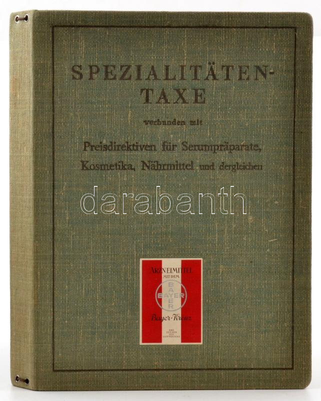 cca 1930 Bayer gyógyszergyár gyógyászati és kozmetikai termékei árlista. 394p. Egészvászon kötésben 391 p.