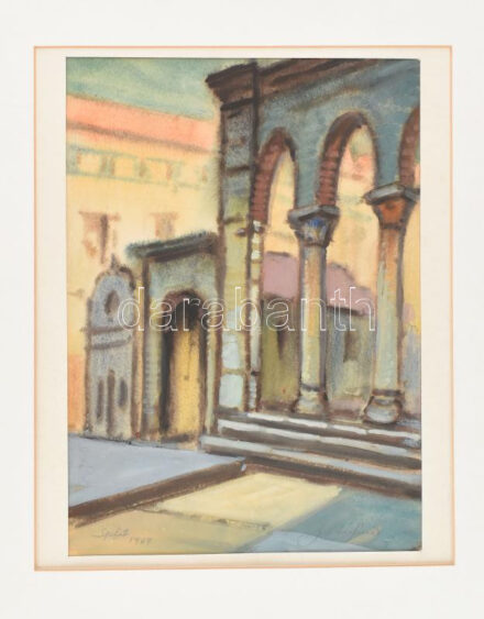 Szabó Sándor (1923-1986): Split, 1969. Akvarell, papír, jelzett, paszpartuban, 33,5×23,5 cm
