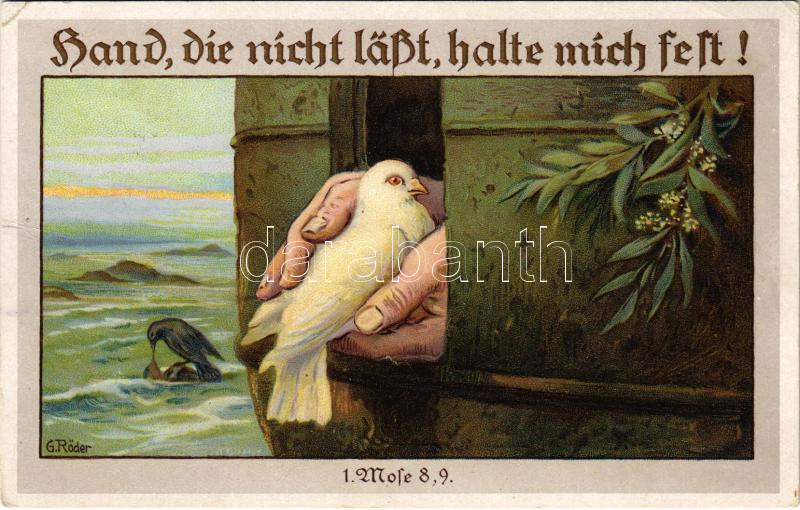 1924 Hand, die nicht läßt, halte mich fest! 1. Mose 8,9. litho s: G. Röder (EK)