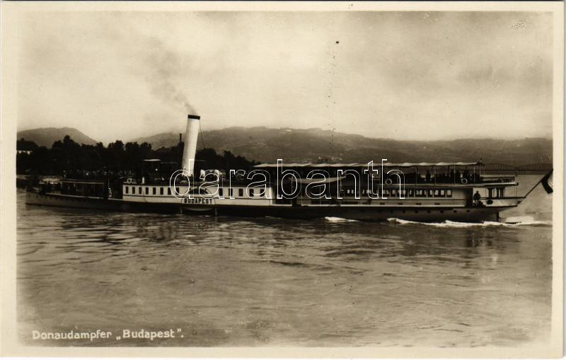 Donaudampfer 'BUDAPEST' / DDSG 'BUDAPEST' oldalkerekes gőzhajó / SS 'BUDAPEST' sidewheeler steamship