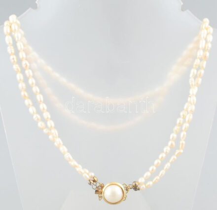 Tenyésztett gyöngysor, egy- vagy kétsoros, h: 48 cm