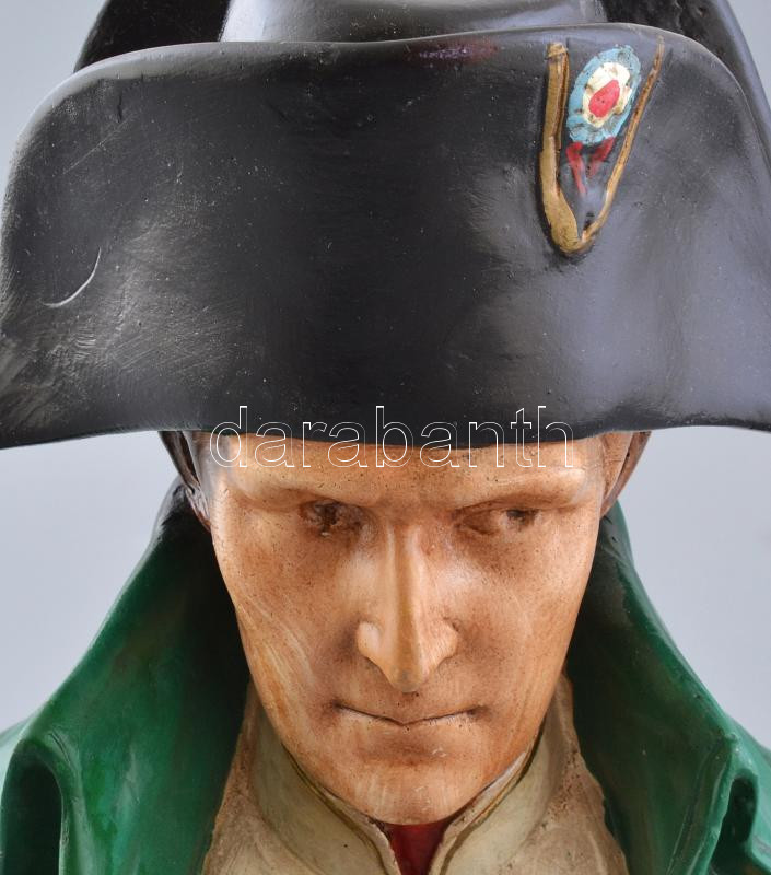 Bonaparte Napóleon büsztje, kerámia, festett, jelzett, kopásokkal, m: 34 cm - Image 3