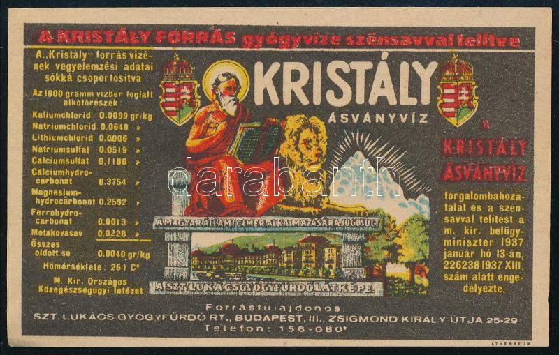 Kristály ásványvíz címke