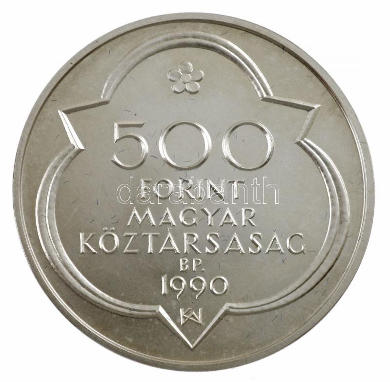 1990. 500Ft Ag 'Mátyás király - Buda' sérült dísztokban T:BU patina Adamo EM114
