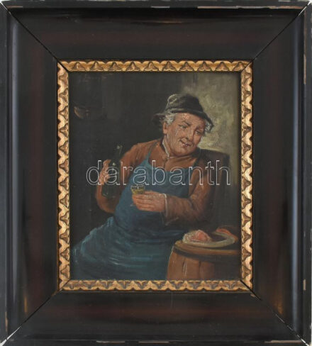 Olvashatatlan (Emmer?) jelzéssel. Borozgató. Olaj, vászon. Dekoratív, kissé sérült fakeretben. 26x21 cm