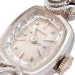 Arany (Au) fehérarany tokos Longines karóra, mechanikus szerkezettel, működik, brillekkel ékítve, jelzett, d: 18mm, bruttó: 9,8g - Image 2