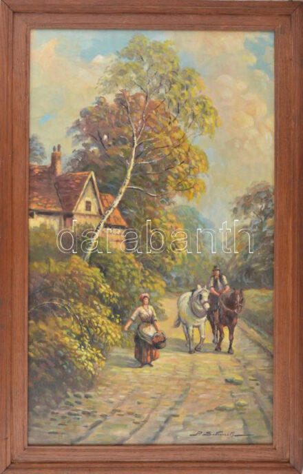 Olvashatatlan jelzéssel: Gyümölcshordó lány. Olaj, farostlemez, 80x48 cm