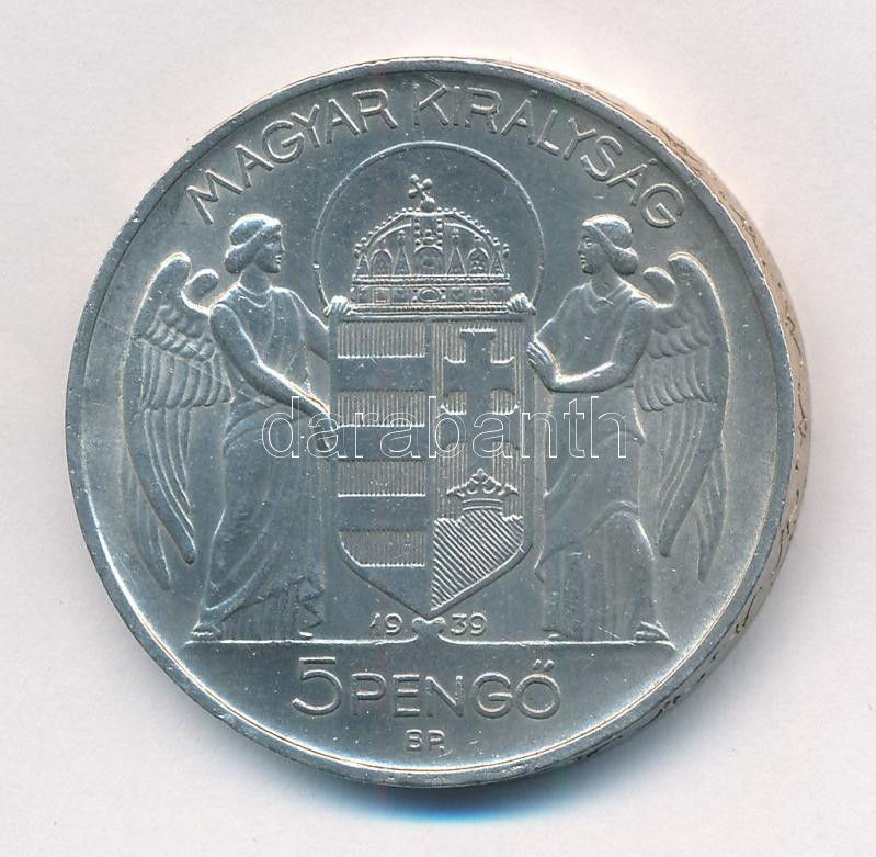 1939. 5P Ag 'Horthy balra' T:1-,2 Adamo P8.2 - Image 2