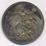 Osztrák-Magyar Monarchia ~1900. Egyoldalas ezüstözött bronz lemezérem, hátlapja ónnal kitöltve. Szign.: Anton Scharff (54mm) T:2,2- patina, ph, hátoldalán ü. Austro-Hungarian Monarchy ~1900. One-sided silver plated bronze commemorative