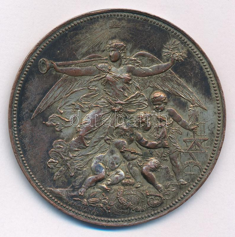 Osztrák-Magyar Monarchia ~1900. Egyoldalas ezüstözött bronz lemezérem, hátlapja ónnal kitöltve. Szign.: Anton Scharff (54mm) T:2,2- patina, ph, hátoldalán ü. Austro-Hungarian Monarchy ~1900. One-sided silver plated bronze commemorative