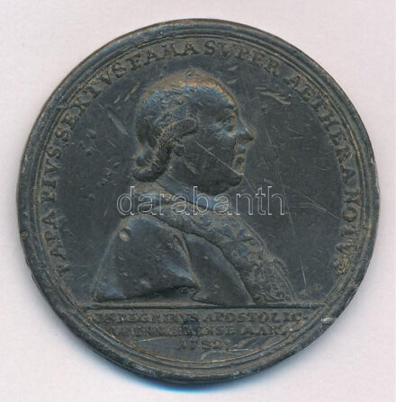 Olasz Államok / Pápai Állam 1782. 'VI. Pius Pápa Bécsi látogatása' kétoldalas fém emlékérem (45mm) T:3 karc, ü. Italy / Papal States 1782. 'The Visit of Pius VI in Vienna' two-sided metal commemorative medallion. 'PAPA PIVS SEXTVS FAMA