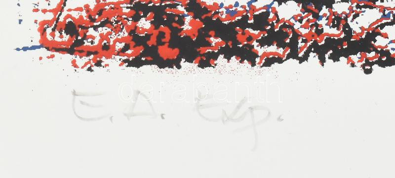 Atila (Bíró Attila) (1931-1987): Alakok. Szitanyomat, papír. Jelzett. Művészpéldány E.A. Exp. jelzéssel. Lapméret: 70x50 cm. Lapszéli egészen apró szakadásokkal. - Image 2