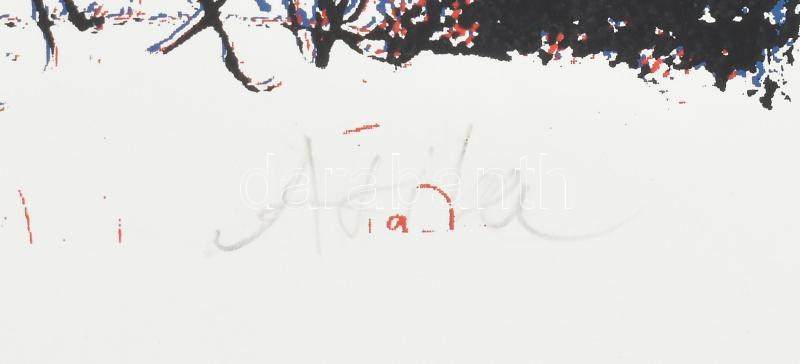 Atila (Bíró Attila) (1931-1987): Alakok. Szitanyomat, papír. Jelzett. Művészpéldány E.A. Exp. jelzéssel. Lapméret: 70x50 cm. Lapszéli egészen apró szakadásokkal. - Image 3