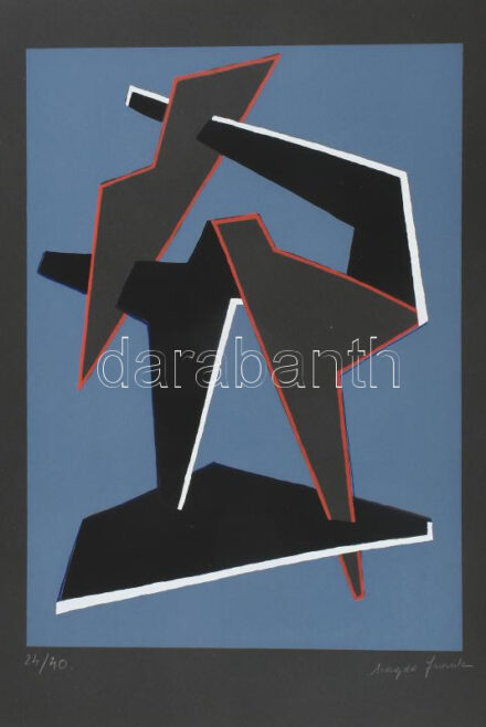 Frank Magda (1914-1997): Szoborterv. Szitanyomat, papír, jelzett, számozott (24/40), lapméret: 40x28,5 cm