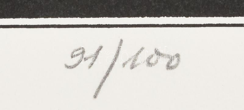 Joseph Kádár (1936-2019): Dualité. Szitanyomat, papír, jelzett, számozott (91/100), hátoldalán a művész bélyegzőjével, 22x58 cm / Joseph Kádár (1936-2019): Dualité. Screenprint on paper, signed, numbered (91/100), with the artist's - Image 4