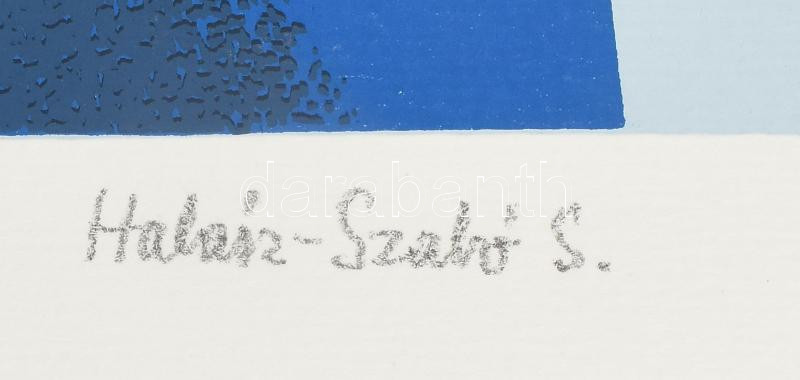 Halász Szabó Sándor (1920-1997): Absztrakt formák. Szitanyomat, papír, jelzett, számozott (27/30), lapszéli apró sérüléssel, 41x29 cm - Image 4