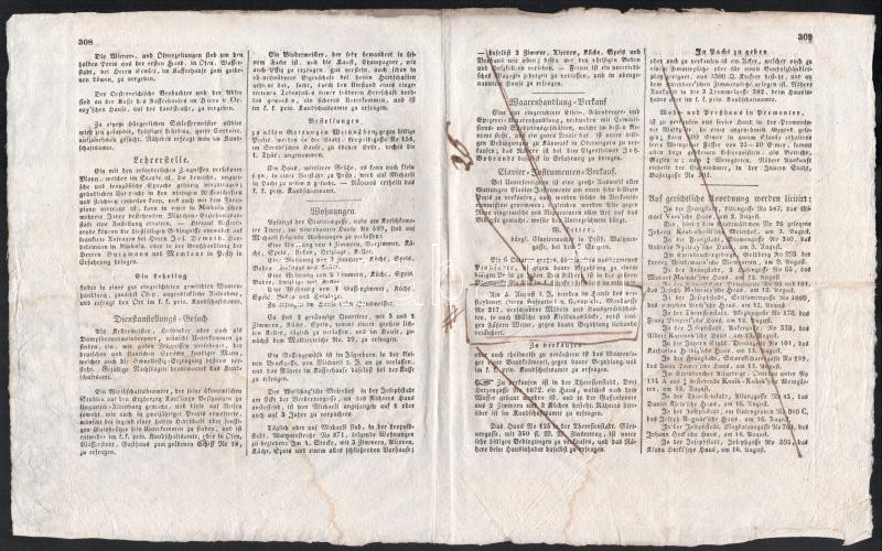 1839 Pesther k.k. Kundschafts- und Auctionsblatt No. 60. - Image 2