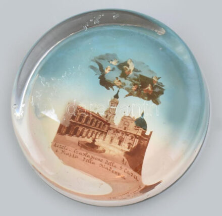 Santuario della Santa Casa di Loreto, levélnehezék, üveg, kopásokkal, 1910 körül, d: 8 cm