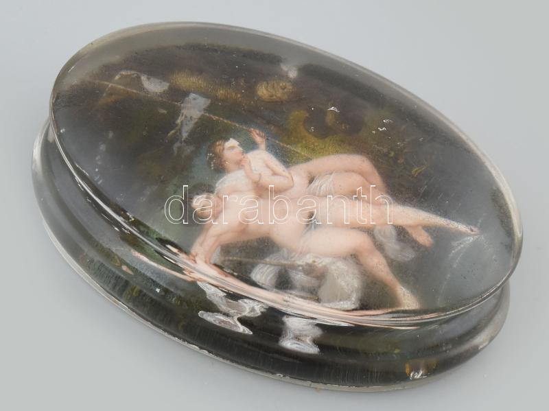 Két meztelen nő. Üveg levélnehezék. Kopásokkal. 1910 körül. 9,5x6cm - Image 2