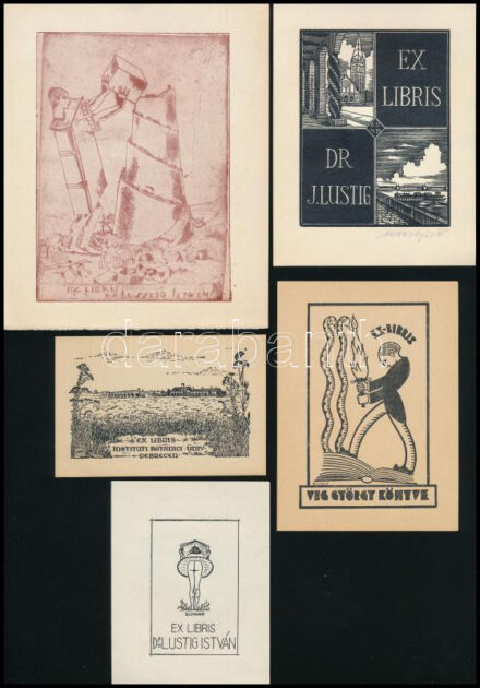 9 db klf magyar ex libris, kf technikák