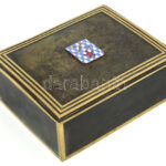Asztali szelence. Réz doboz, zománc címerrel. 16x13x6 cm