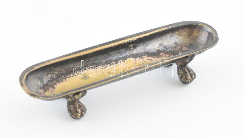 J. L. Hermann Wien ezüstözött alpakka fogvájótartó, jelzett, kopott h: 10,5 cm