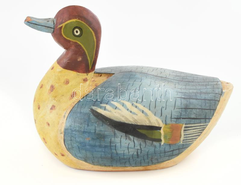 2db madár figura, faragott fa és gyékény, kézzel festett, m: 13-18 cm - Image 3