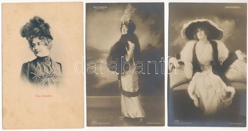 Elsa Galafrés - 3 db régi képeslap / 3 pre-1945 postcards