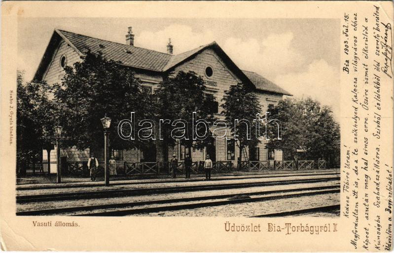1903 Biatorbágy, Bia-Torbágy; vasútállomás. Szabó I. Gyula kiadása (EK)