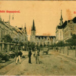 1908 Kaposvár, Erzsébet utca, piac árusokkal. W.L. 2565. (EK)