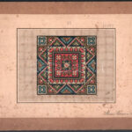 cca 1900 3 db keresztszemes hímzés minta, Bruno Börner Berlin, kartonra kasírozva, kopott, foltos, 19x29,5 és 22,5x30 cm közötti méretekben - Image 2