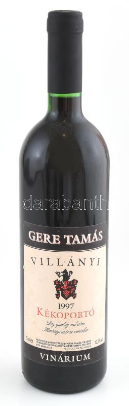 1997 Gere Tamás Villányi Kékoportó, bontatlan palack száraz vörösbor, pincében szakszerűen tárolt, 12,5%, 0,75l.
