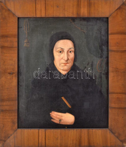 Jelzés nélkül: Pap, imakönyvvel. Olaj, vászon XVIII. sz- XIX. sz. eleje. 60x50 cm Antik fa keretben, dublirozott, restaurált.