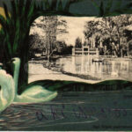 1901 Kolozsvár, Cluj; Sétatéri tó. Szecessziós litho keret hattyúkkal. Rigó Árpád kiadása / promenade, lake. Art Nouveau litho frame with swans