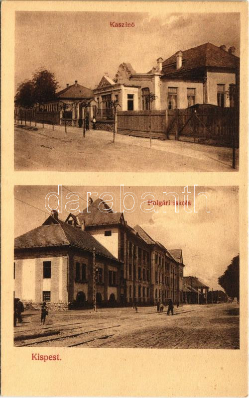 Budapest XIX. Kispest, kaszinó, polgári iskola. Thienschmiedt E. kiadása