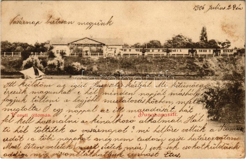 1906 Dunaharaszti, BHÉV (Budapest Helyiérdekű Vasút) állomás, vasútállomás, vonat (fl)