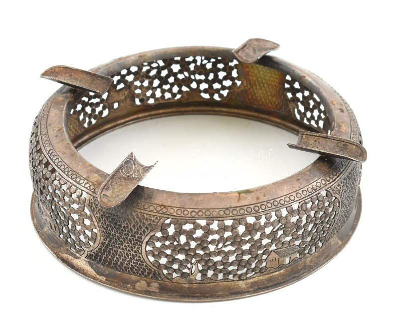 Ezüst (Ag) hamutál, üveg hiánnyal, jelzett, d: 12 cm, nettó: 62g