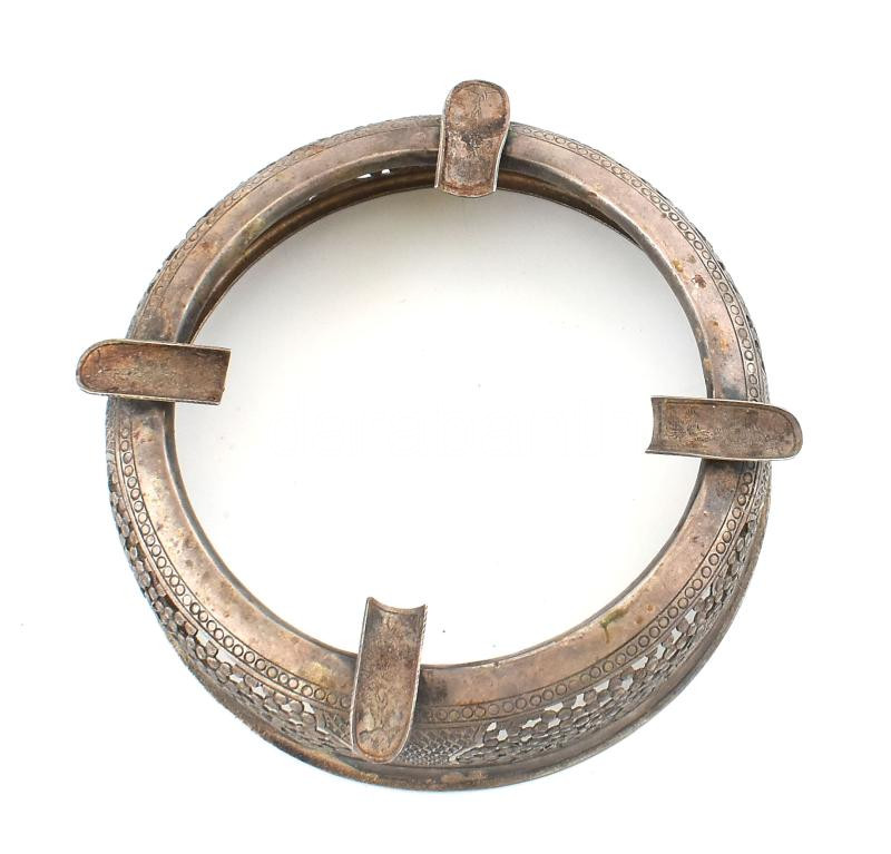 Ezüst (Ag) hamutál, üveg hiánnyal, jelzett, d: 12 cm, nettó: 62g - Image 2